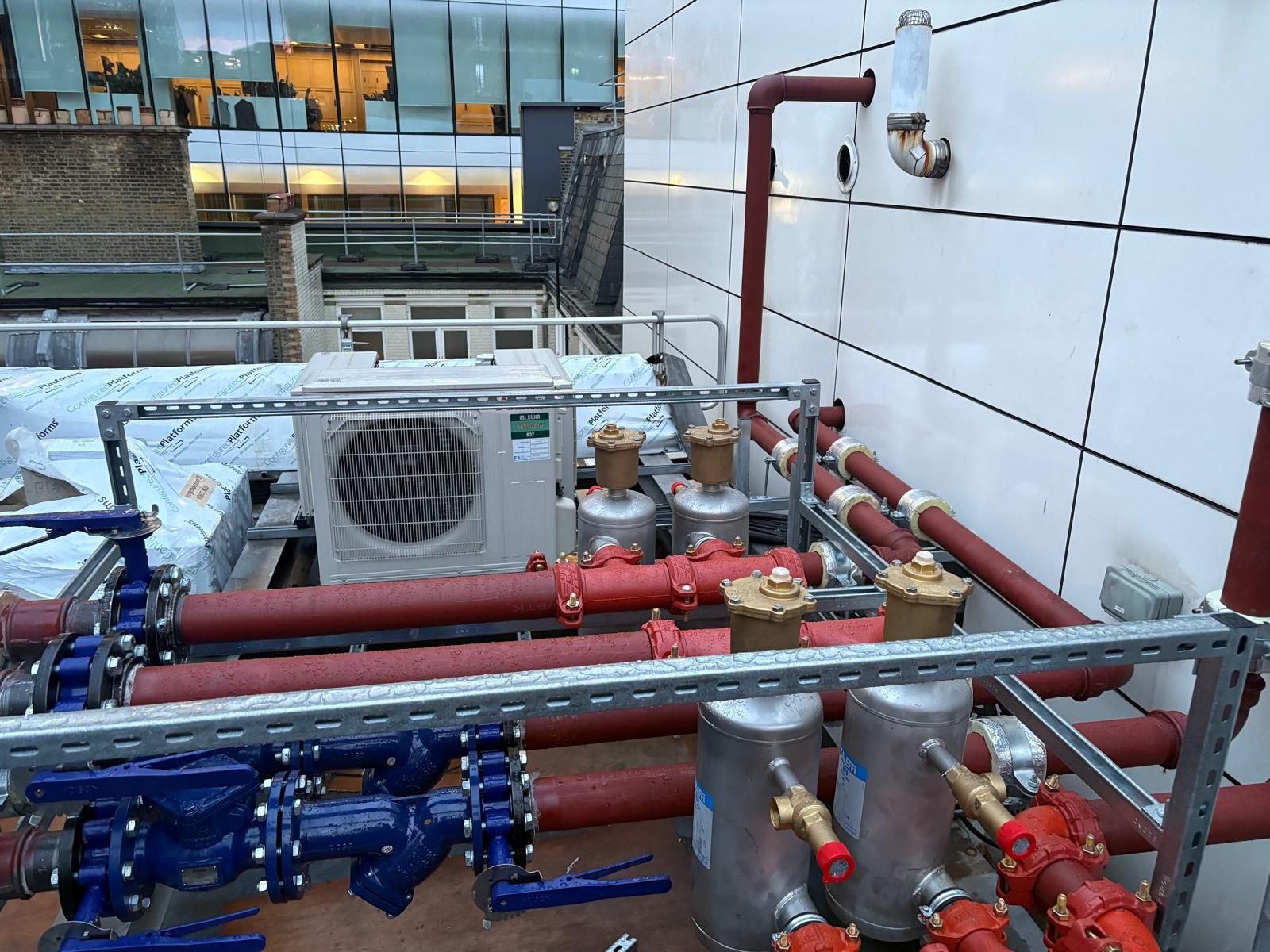 Commercial rooftop mechanical plant installation