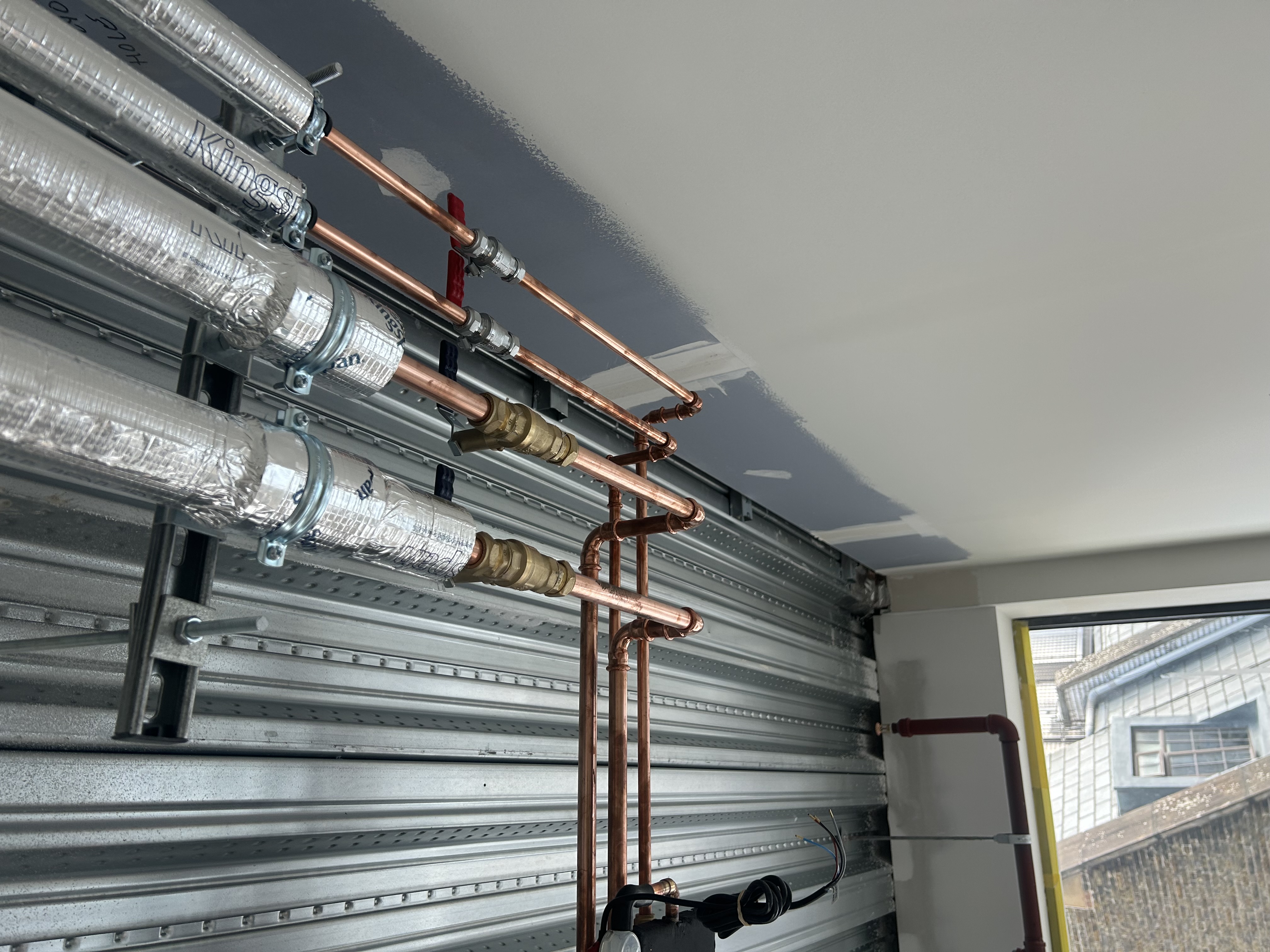 Copper pipework with insulation