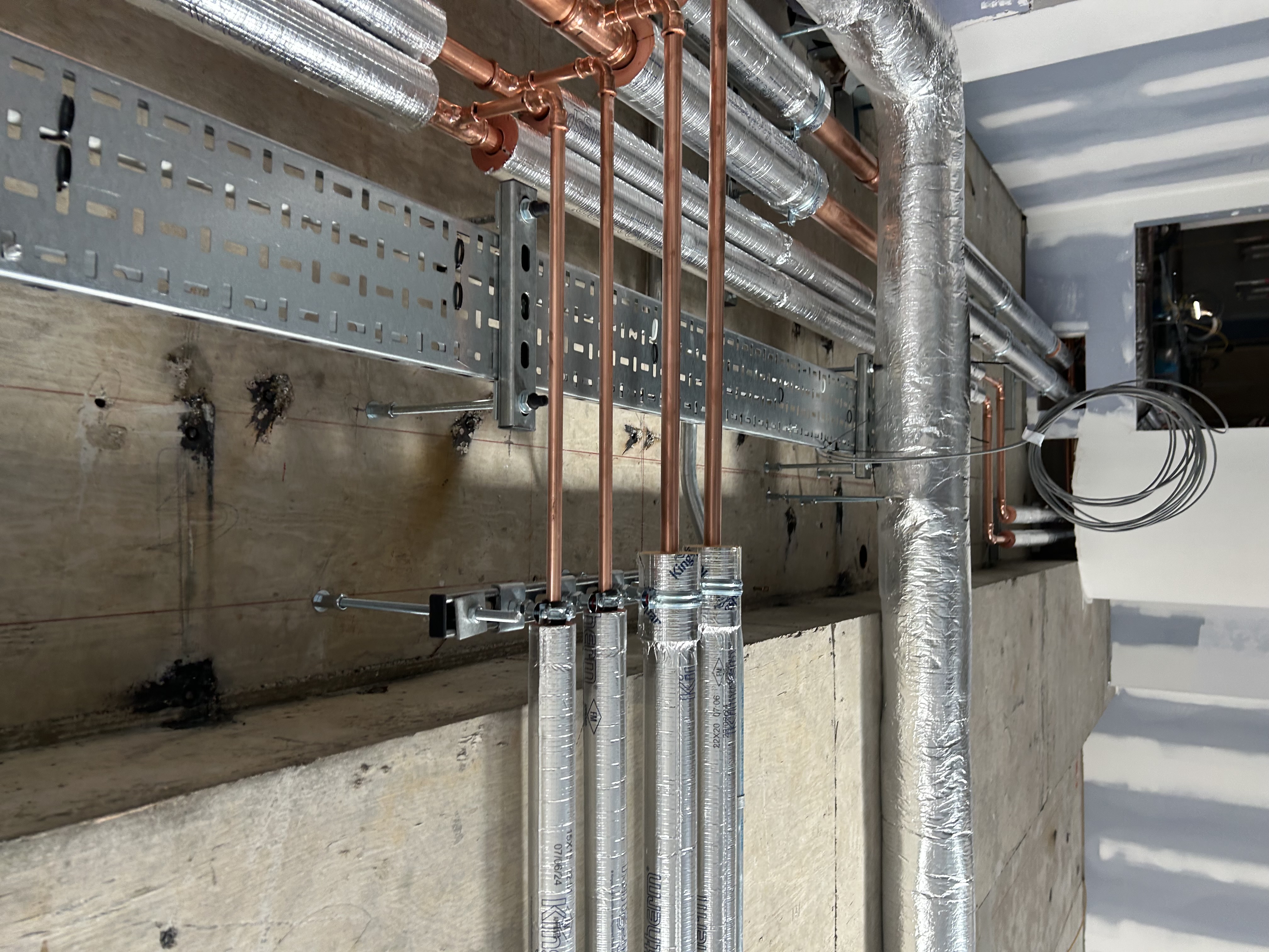 Detailed view of pipework installation