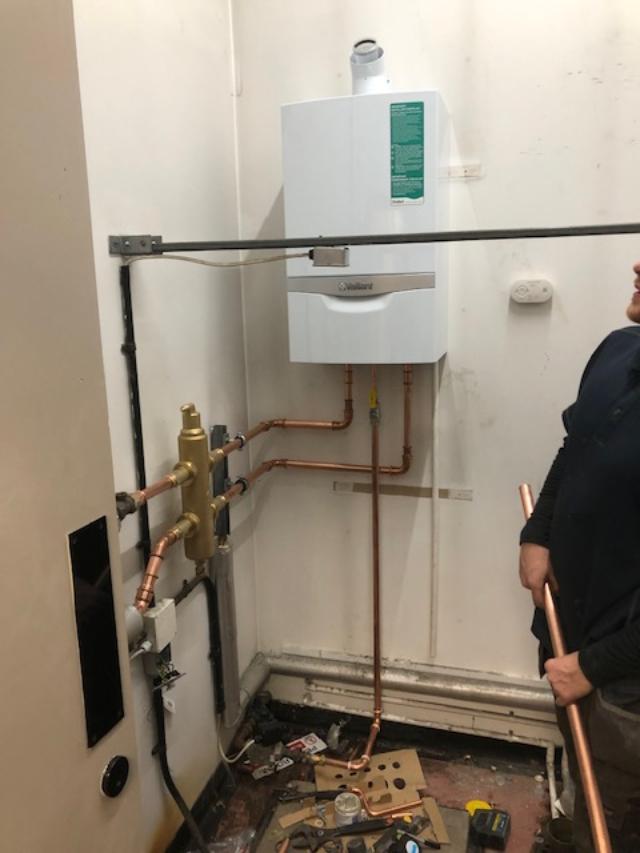 New boiler installation with copper pipework
